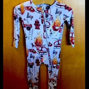 Posh Peanut Bamboo 6-9 month old Onesie Footie Fire Fighter Theme